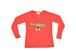 NEW NHL Chicago Blackhawks Marathon Ladies Knit V-Neck Top Red Sz L Concepts Spo